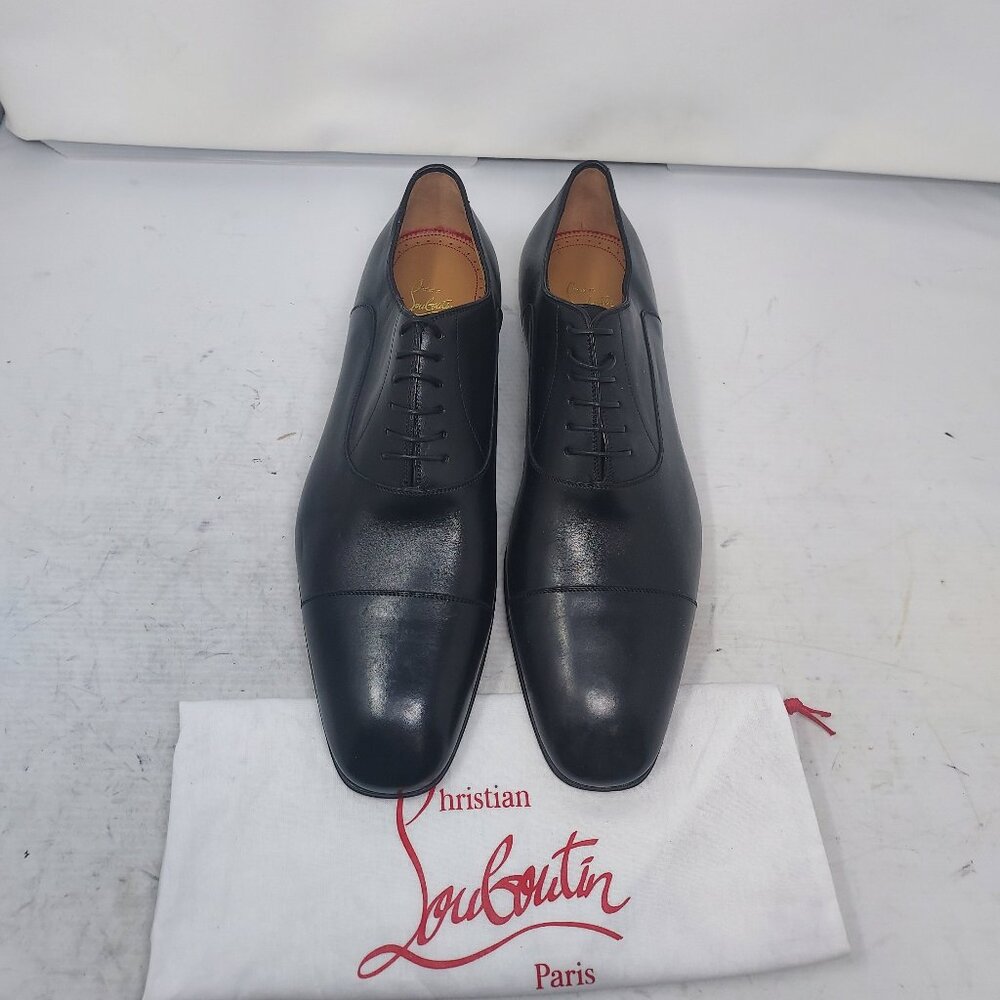 Christian Louboutin Greggo Black Lace-Up Leather Dress Shoe - Picture 1 of 13